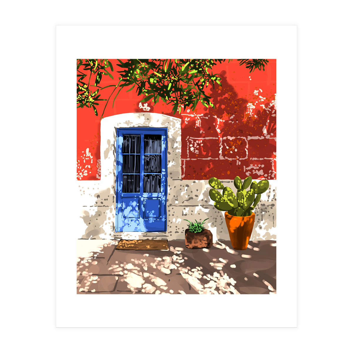 Intentful Living | Summer Architecture Travel Positivity | Optimism Good Vibes Bohemian House Door (Print Only)