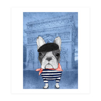 French Bulldog With Arc De Triomphe (Print Only)