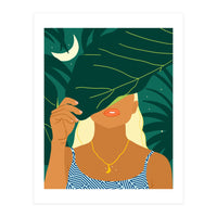 To The Moon & Never Back | Jungle Dreamer Bohemian Tropical Soul | Forest Nature Woman Illustration (Print Only)