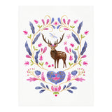 Floral Stag | Pink And Blue (Print Only) thumbnail