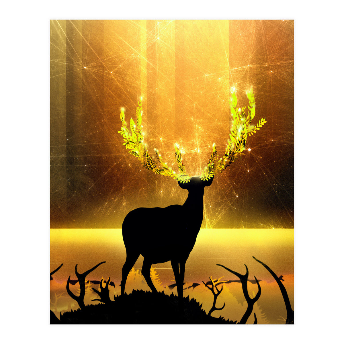 Greenery Deer Golden Sun (Print Only)