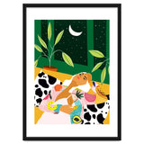Eclectic Moon Lover | Modern Bohemian Quirky Woman Fashion | Color Pop Dreamer Illustration thumbnail