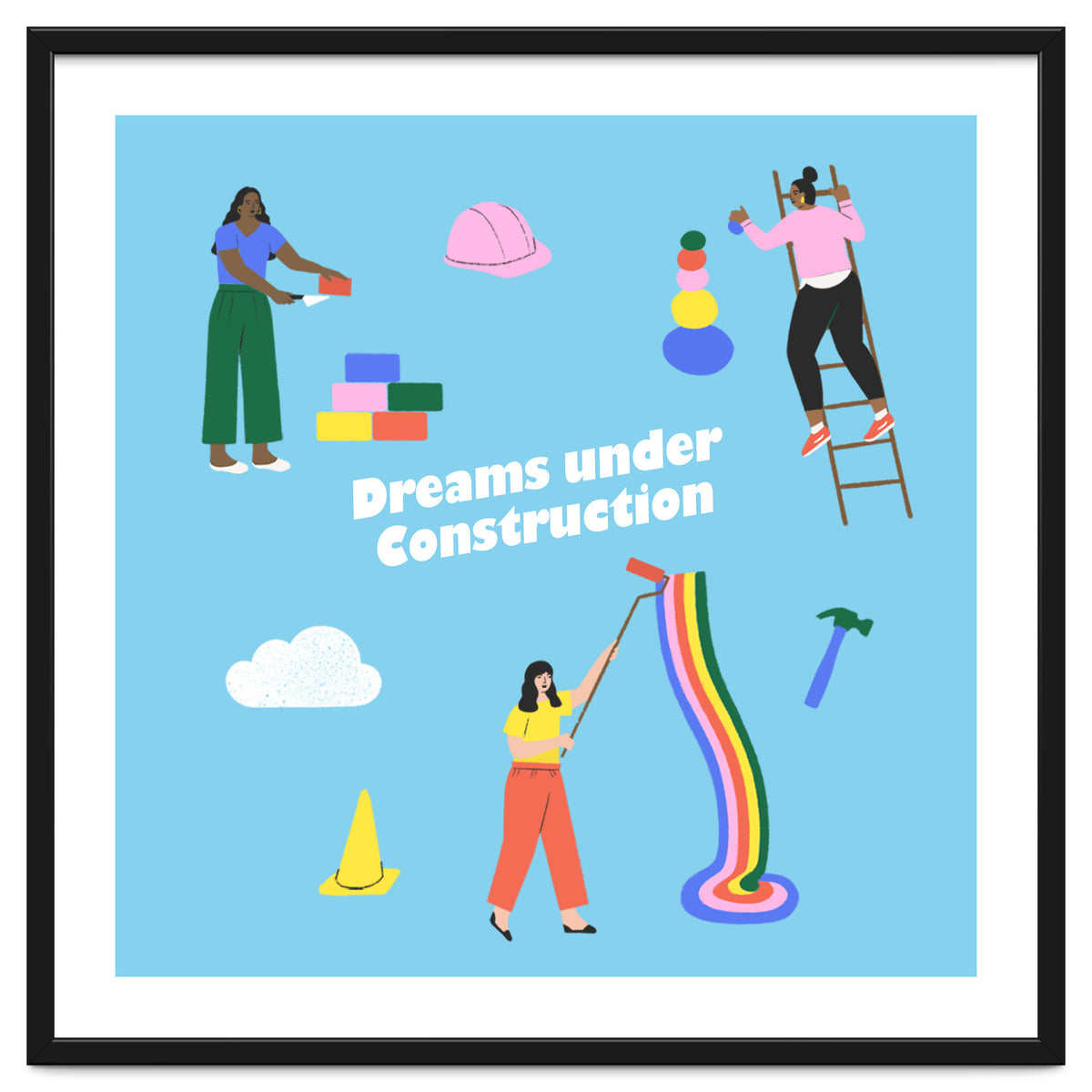 Dreams Under Construction Square Blue