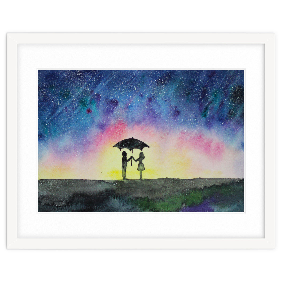 Under the star rain || watercolor