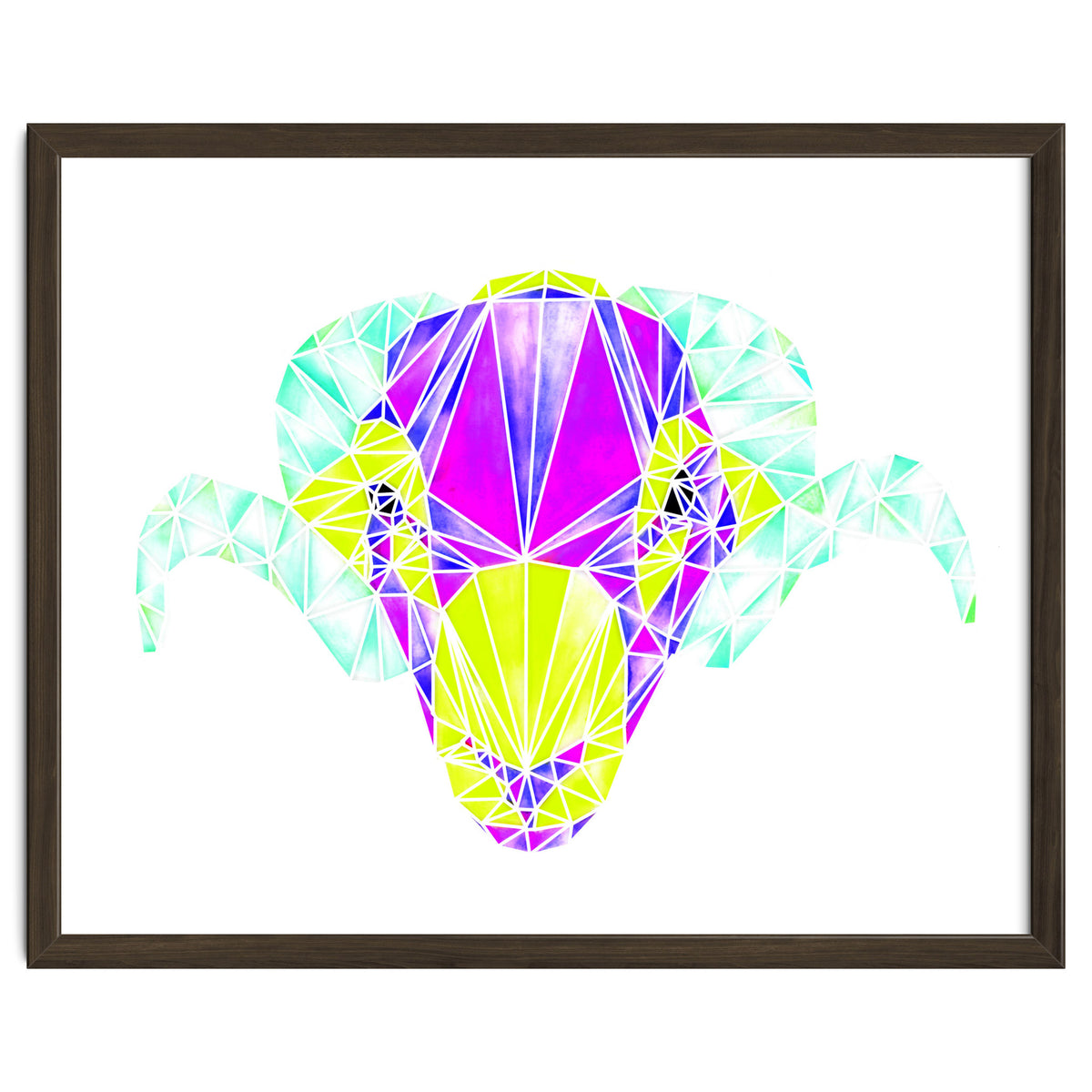 Colourful Geometric Swaledale Sheep Tup with White Lines