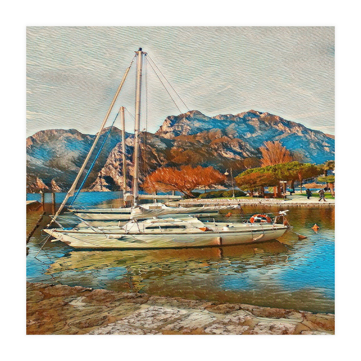 Art boats on Lake Garda, Italy. (Print Only)