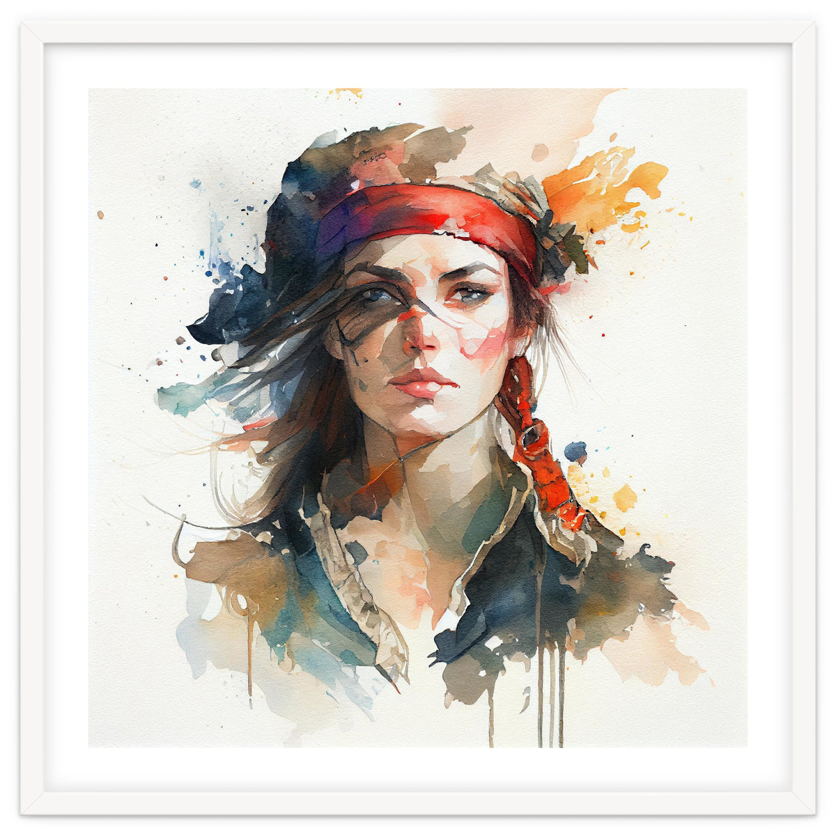 Watercolor Pirate Woman #4