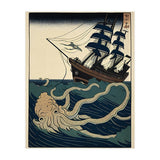 Giant Squid Attacking Ship Japanese Woodblock Print (Print Only) thumbnail