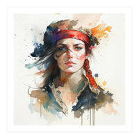 Watercolor Pirate Woman #4 (Print Only)