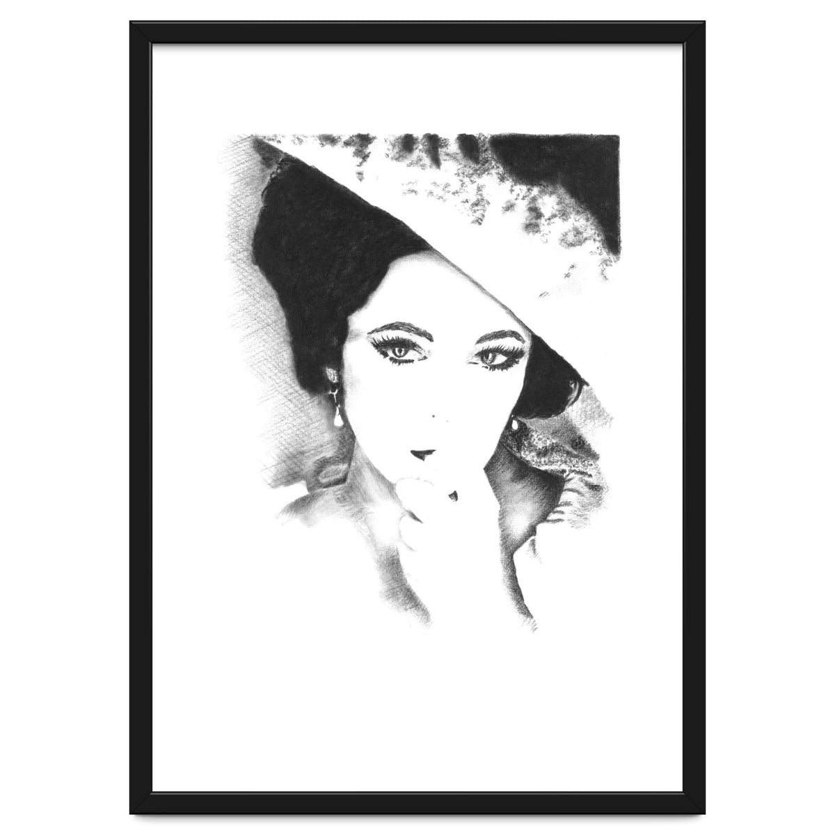 'Liz' - Elizabeth Taylor Charcoal Portrait