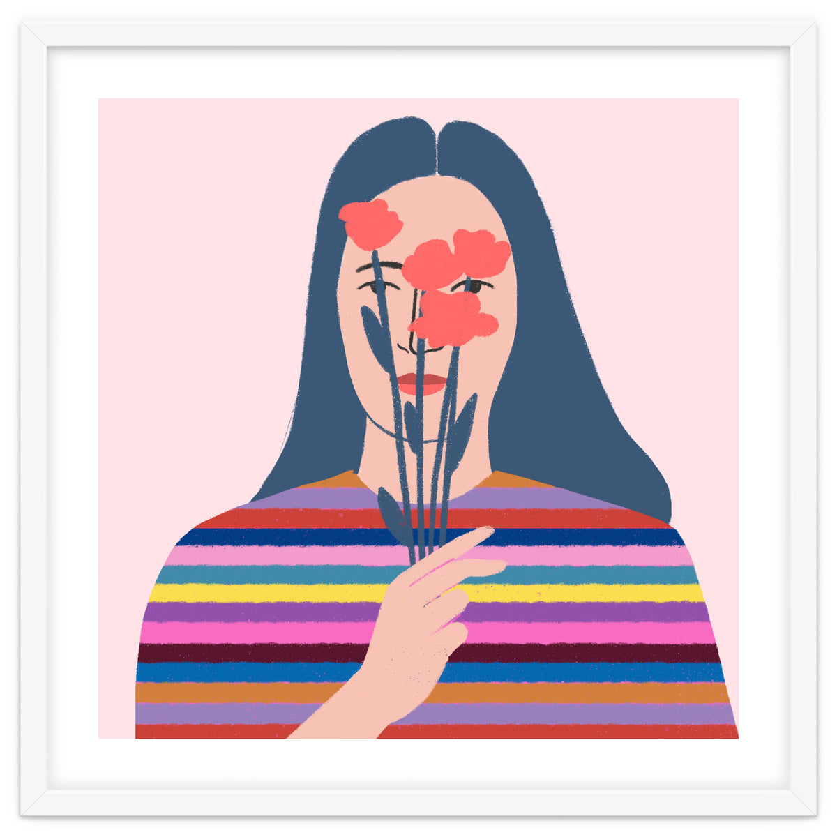 Girl With Flowers Square