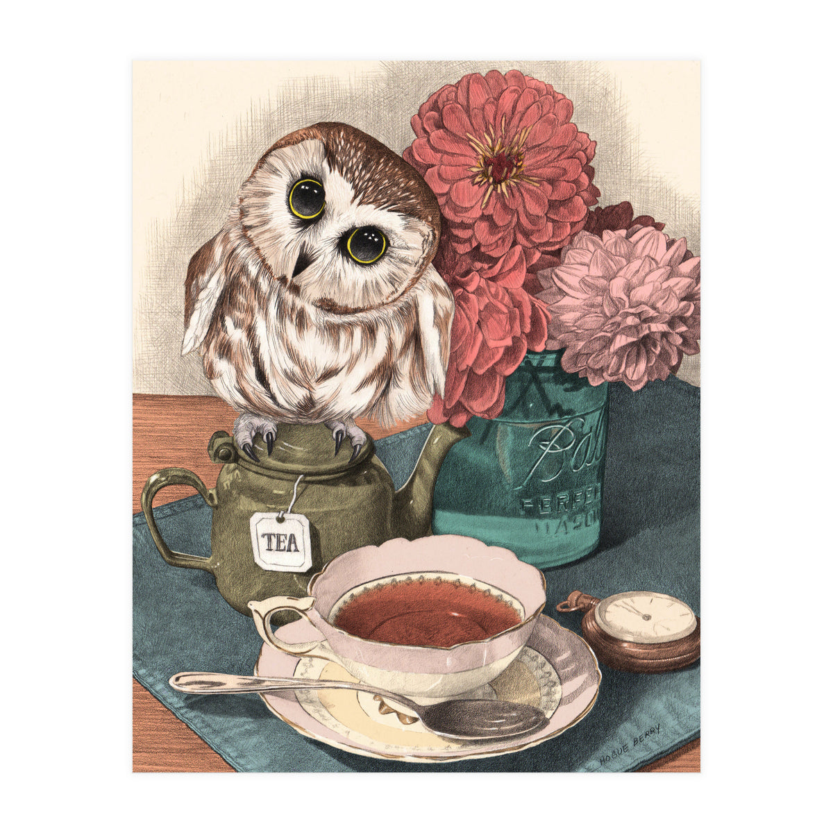 Sweet Little Tea Owl (Print Only)