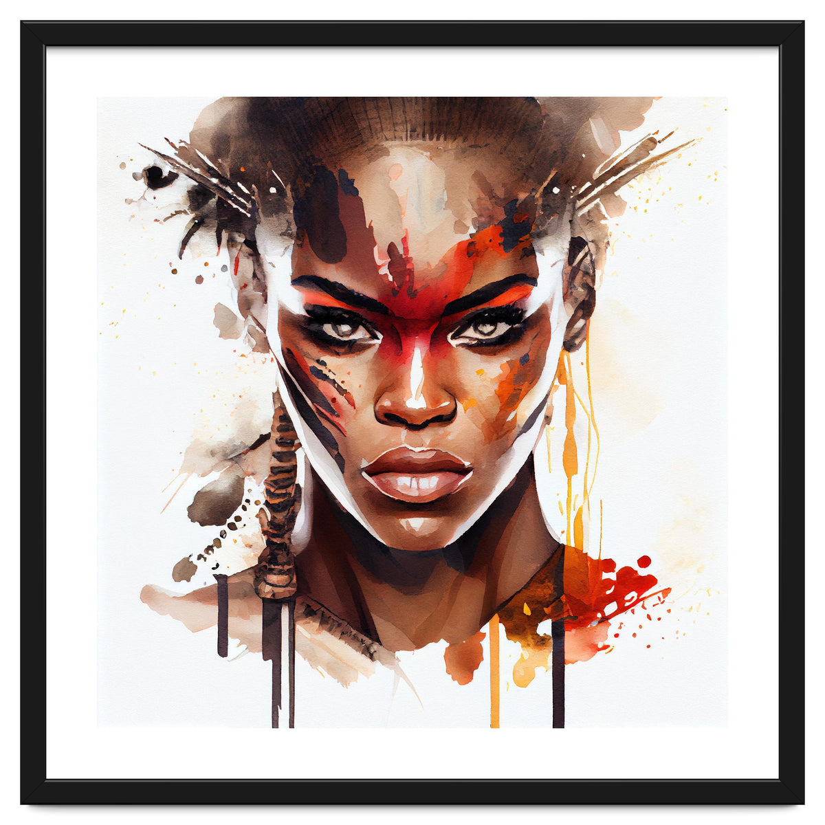 Watercolor African Warrior Woman #3