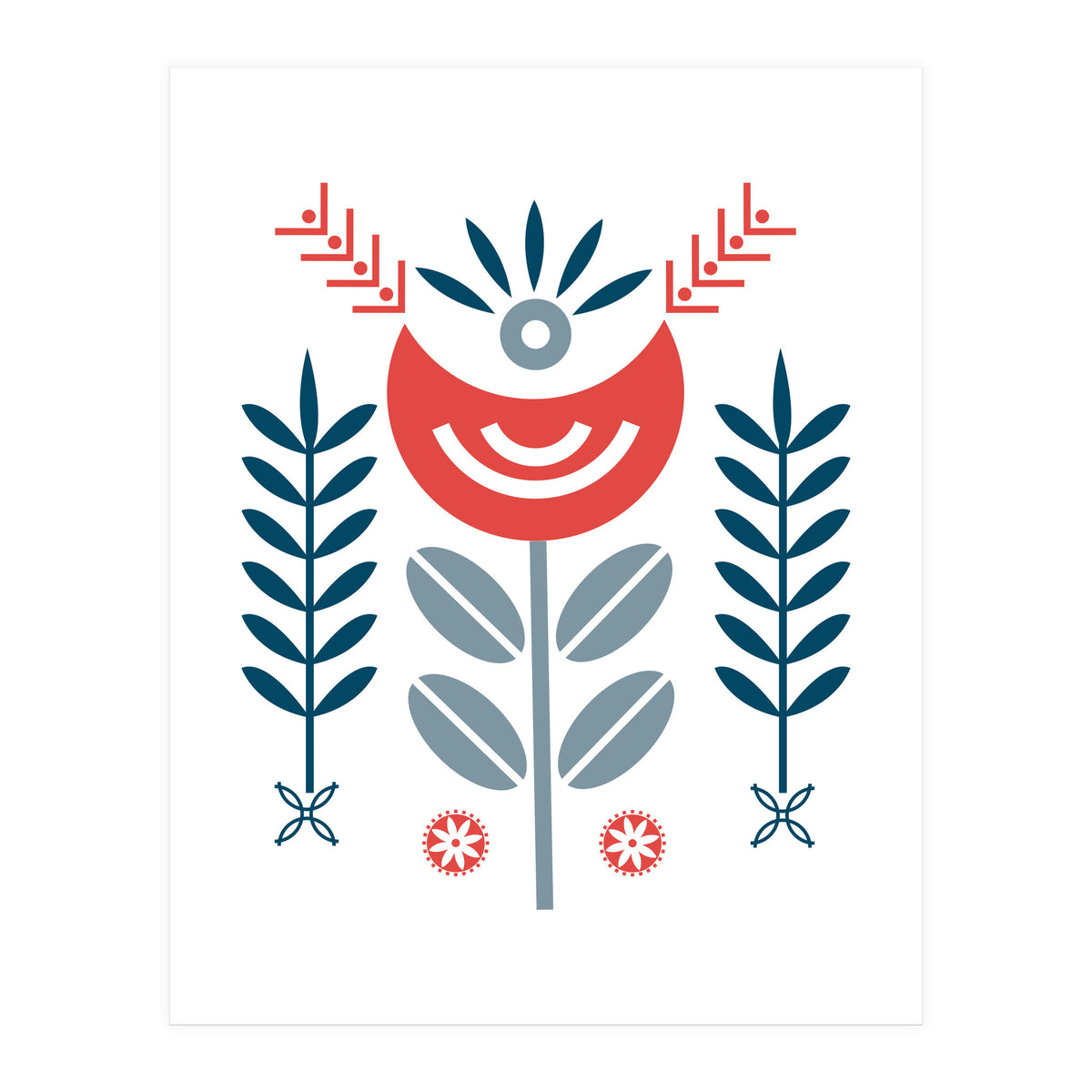 Scandi Folk Flower Pattern (Print Only)