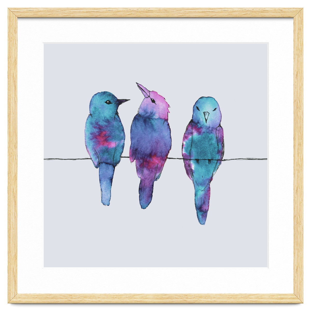 Three birds on a wire