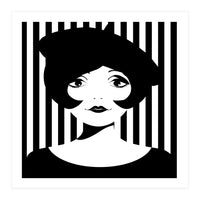 Retro 1960s Young Woman black and white (Print Only)