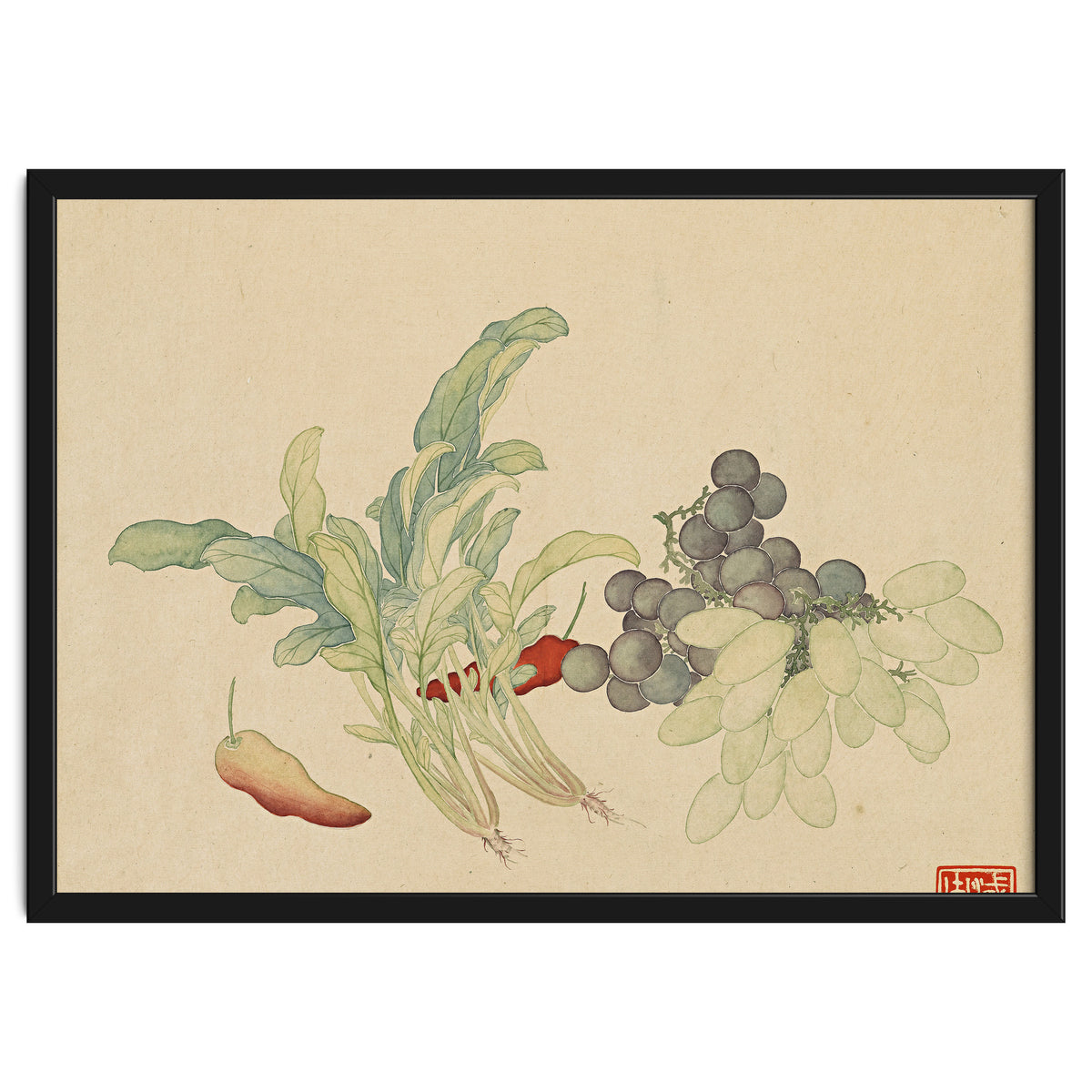 Wang Chengyu ~ Flowers And Vegetables, Vegetables, Fruits, Peppers, Millet Hot, Grapes, Spinach