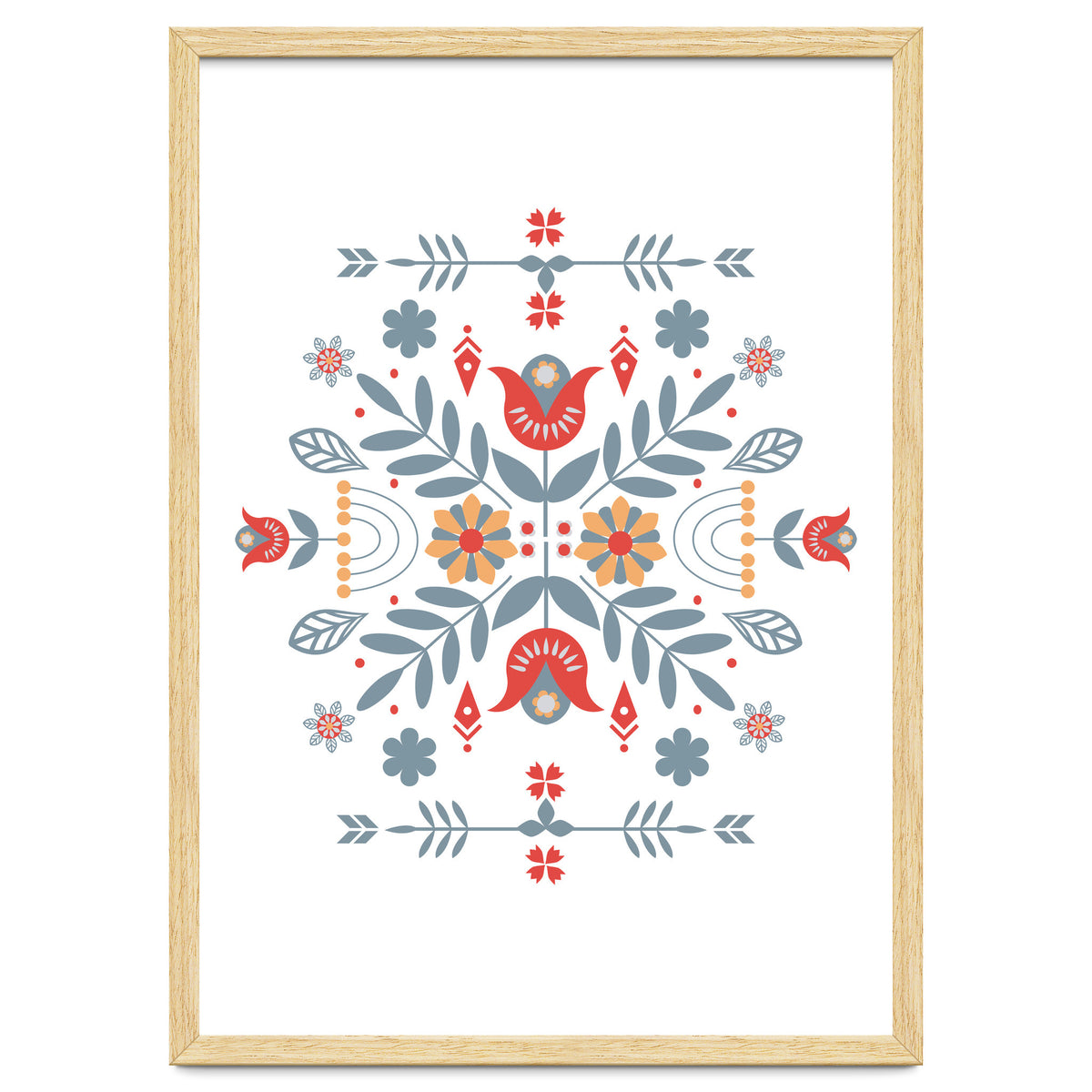 Scandinavian Folk Retro Flower Pattern