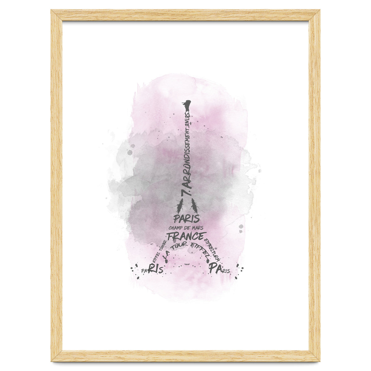 Watercolor Art Eiffel Tower | pink