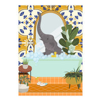 Elephant Bathing in Moroccan Style Bathroom (Print Only)