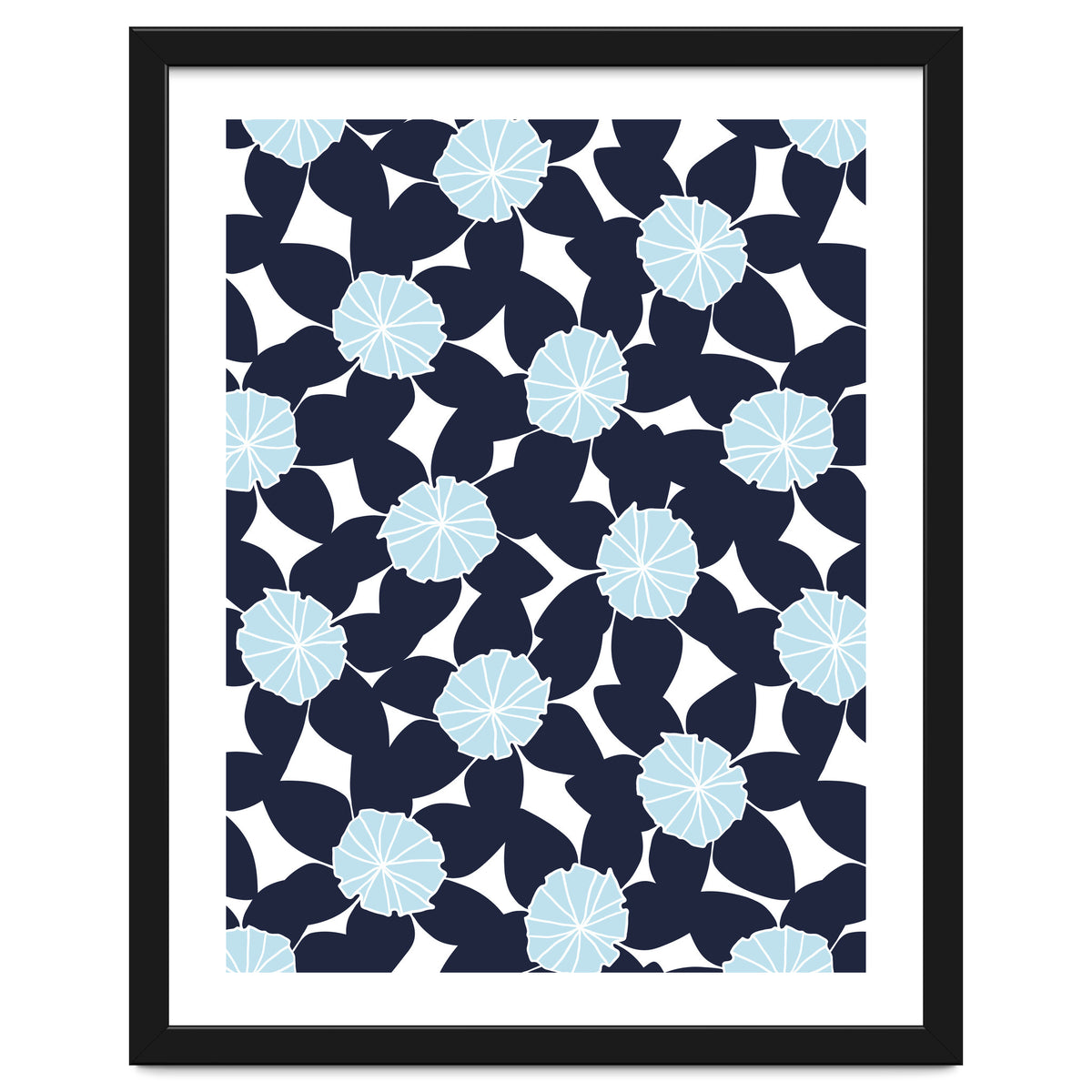 Pastel Blue Abstract Flower Pattern