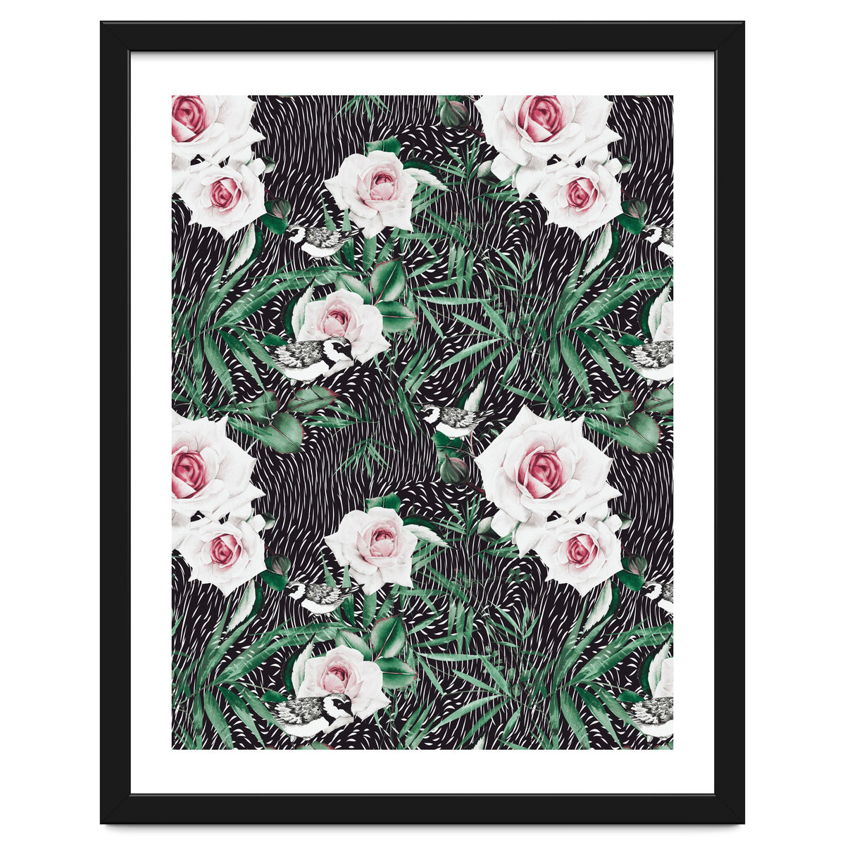 Dark flowery abstract of birds