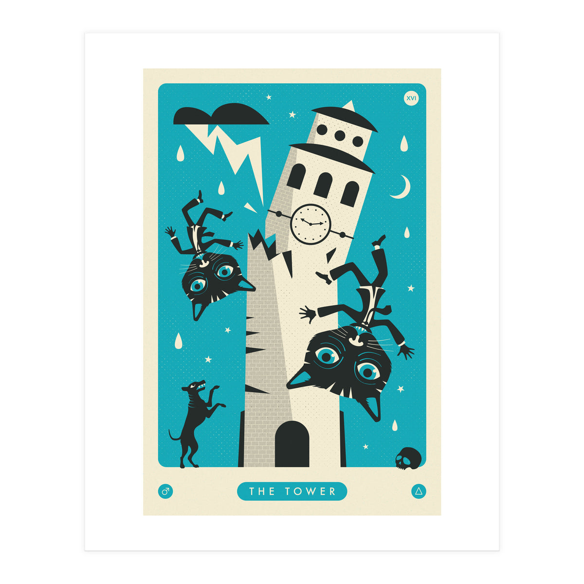 TAROT CARD CAT: THE TOWER (Print Only)
