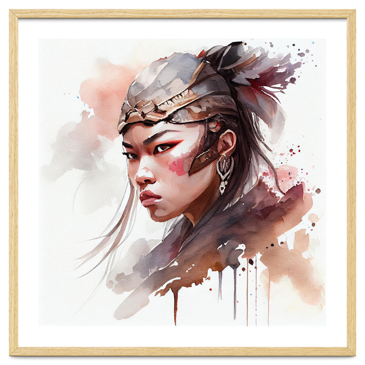 Watercolor Asian Warrior Woman #1