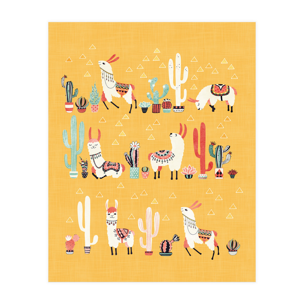 Happy Llama With Cactus In A Pot (Print Only)
