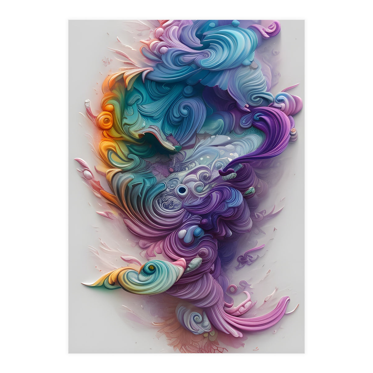 Wavy Rainbow Pastels AI Art (Print Only)