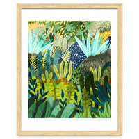 Wild Jungle Painting, Forest Dark Botanical Nature, Plants Tropical Eclectic Modern Illustration