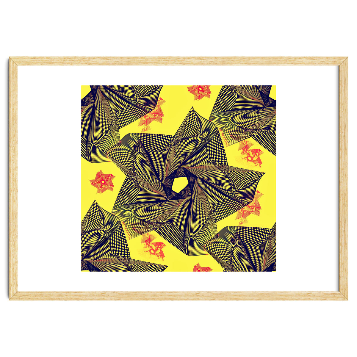 Black flowers on yellow background.