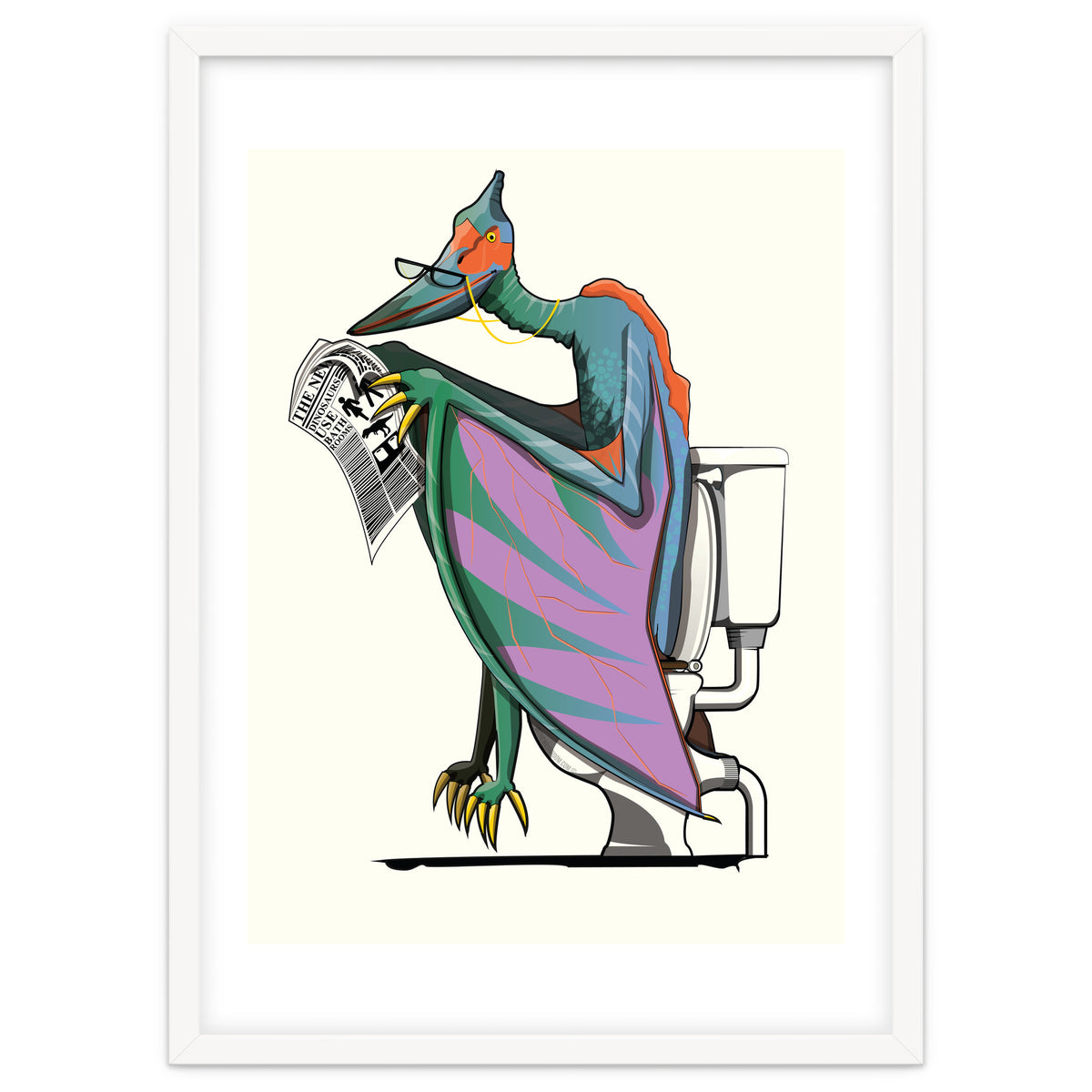 Dinosaur Pterodactyl on the Toilet, Funny Bathroom Humour