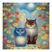 Two Paws Think Alike - Cat Couple in Autumn (Print Only)