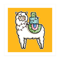 Kawaii Cute Gift Carrying Llama (Print Only)