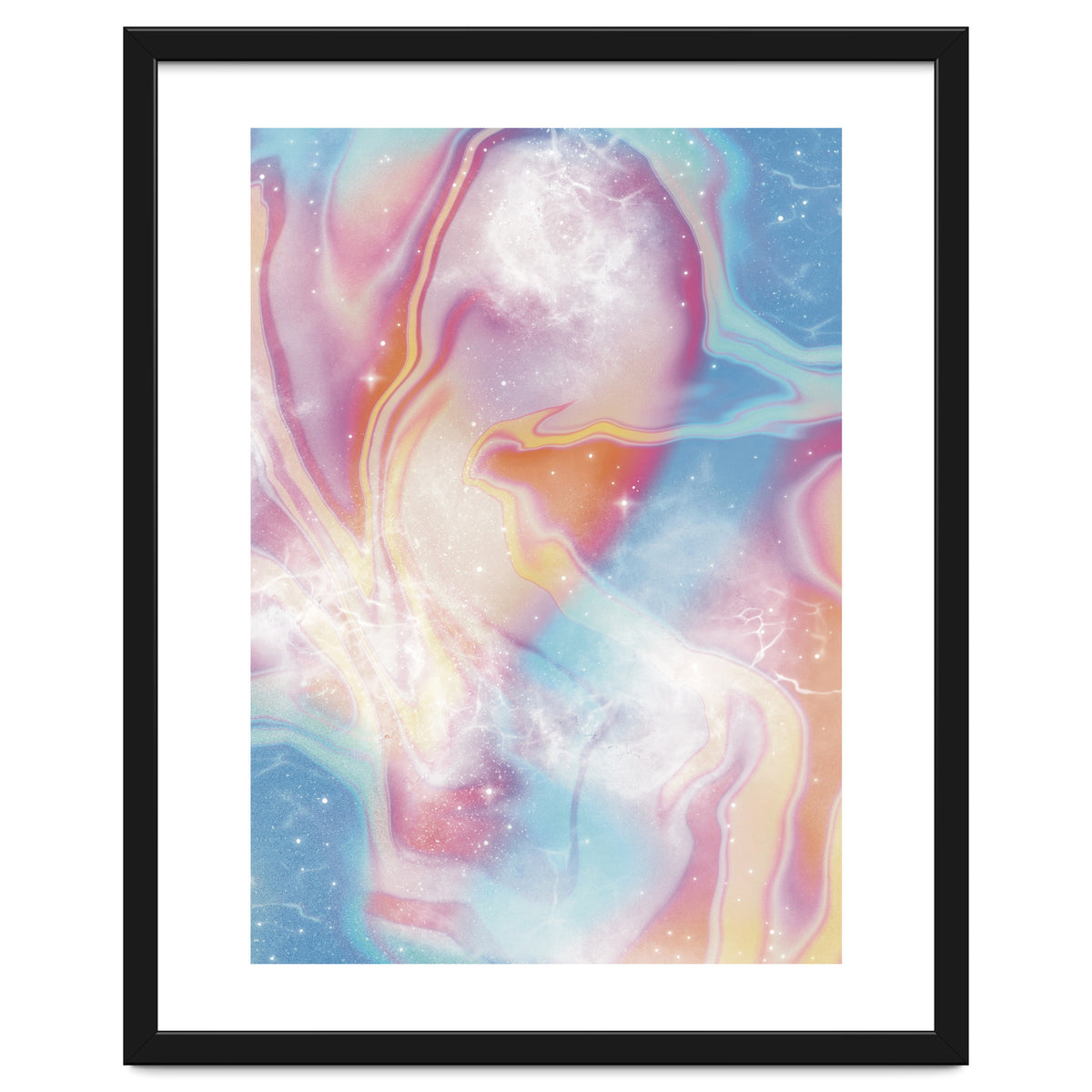 Pastel Pink Blue Space Marbling