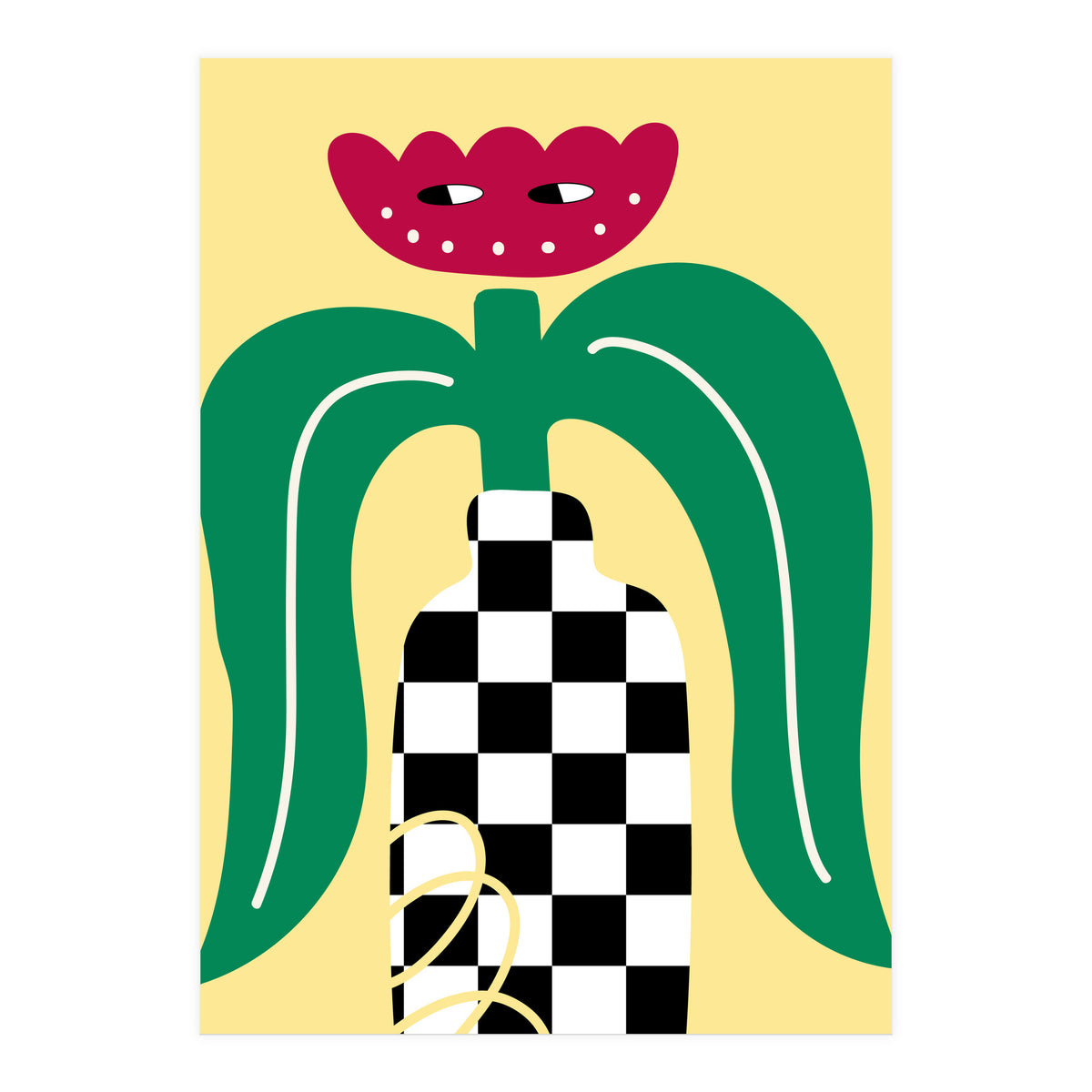 Flower Character in Checker Vase (Print Only)