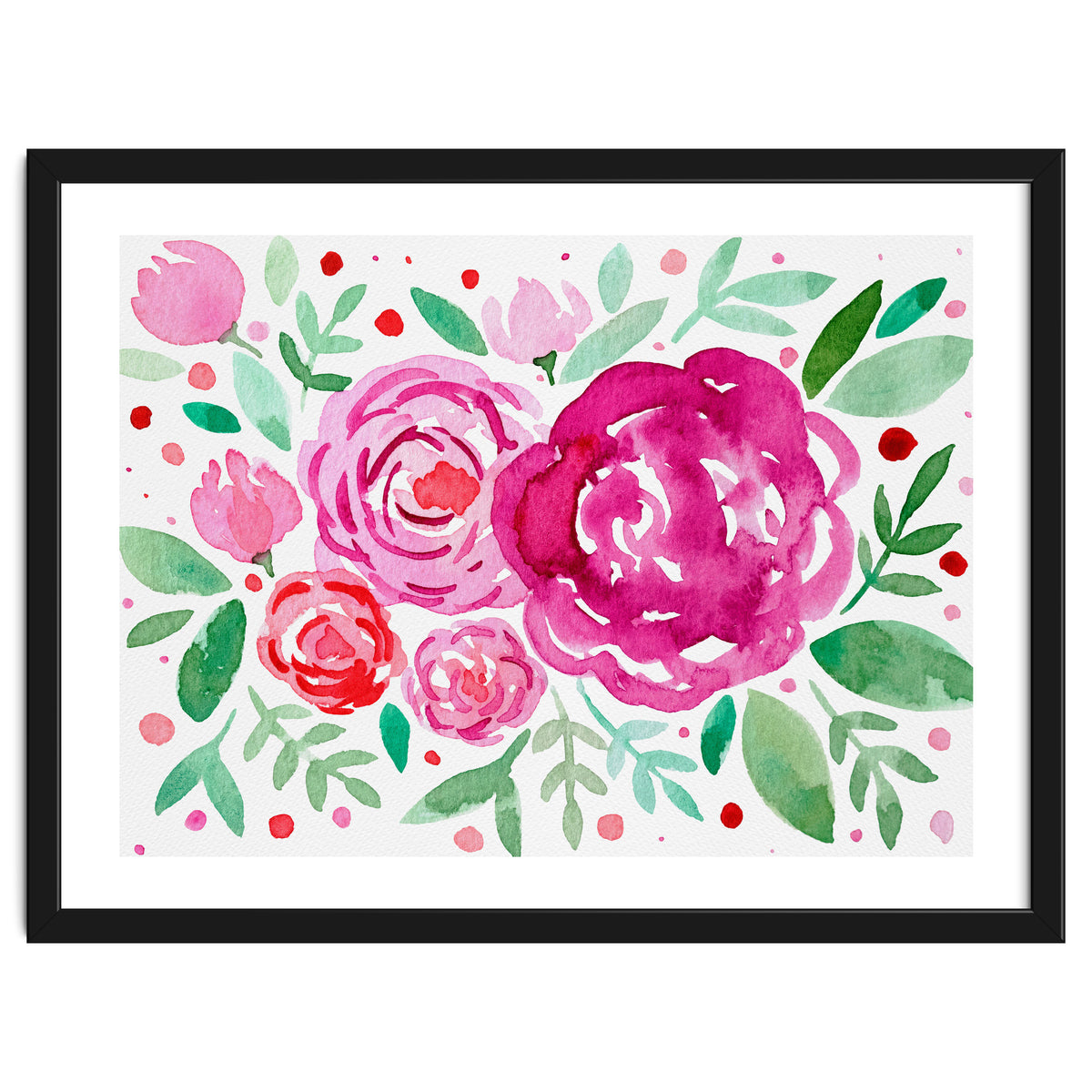 Watercolor roses in pink