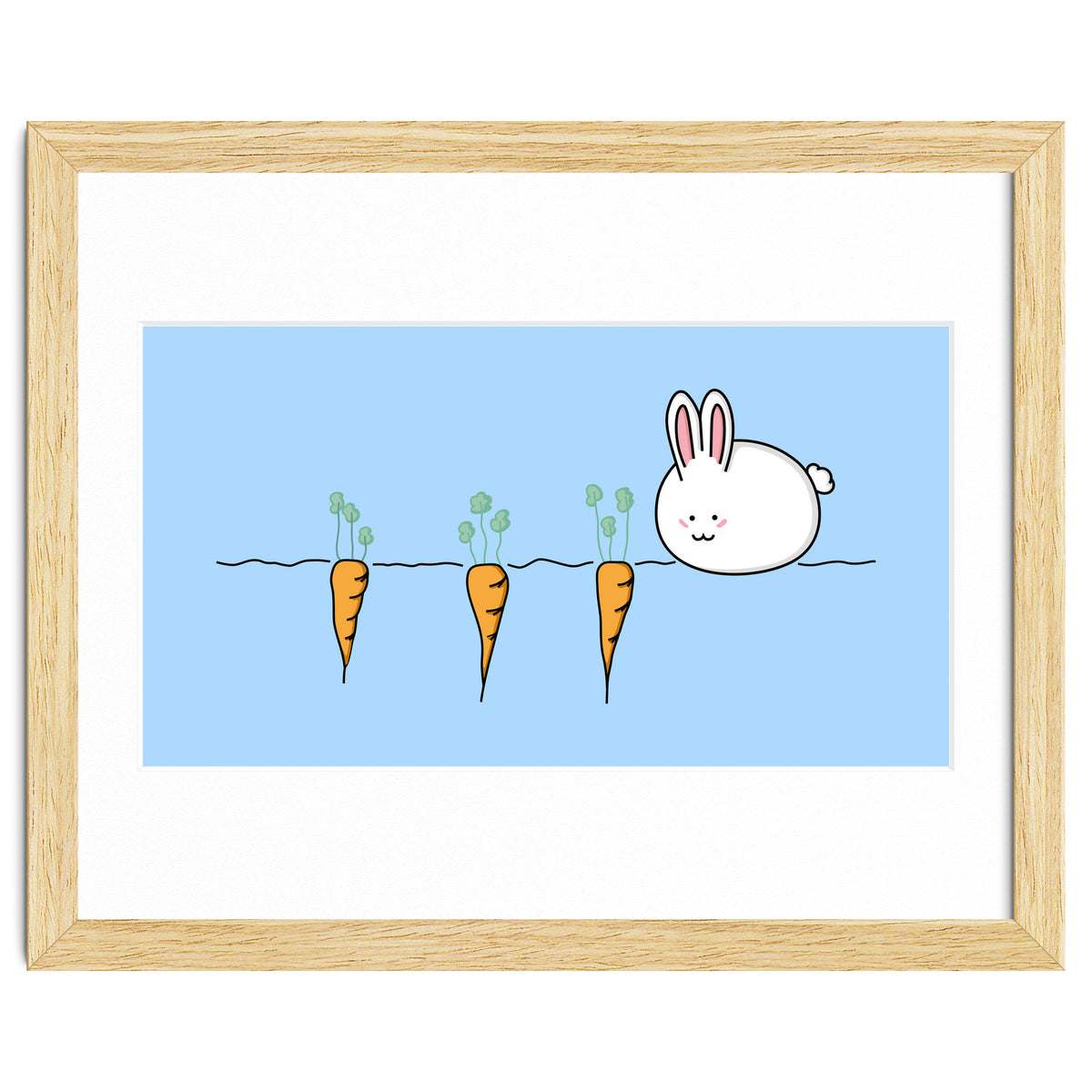Kawaii Cute Rabbit With Carrots