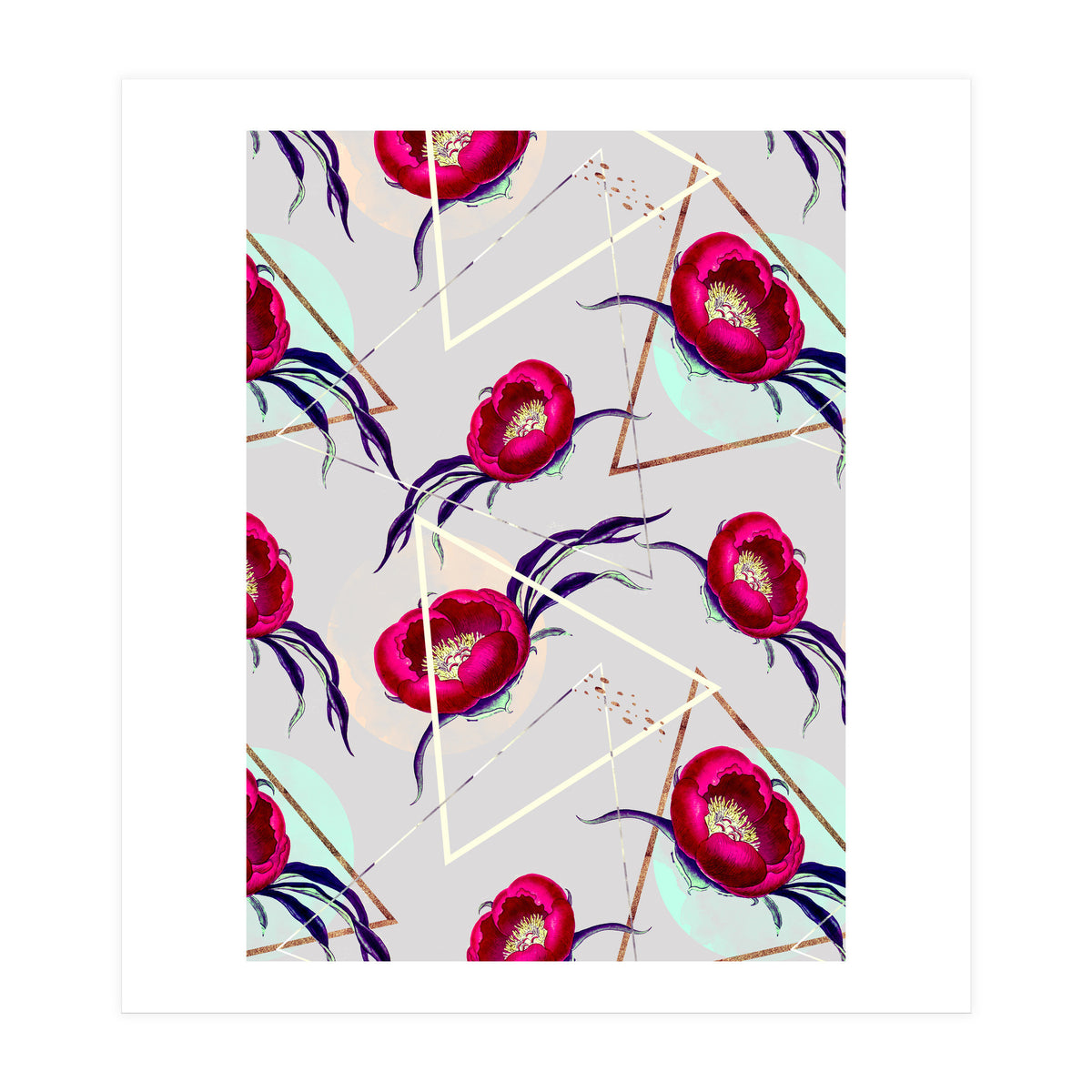 Flowery blooming with geometric II  (Print Only)