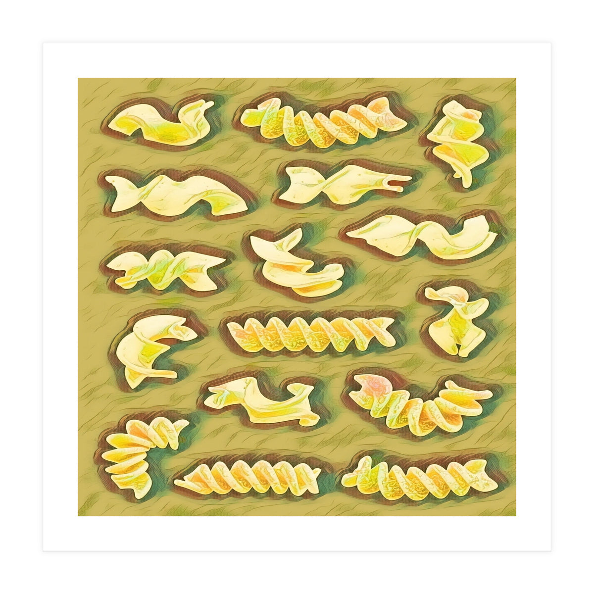 Pasta shapes fusilli and rotini (Print Only)