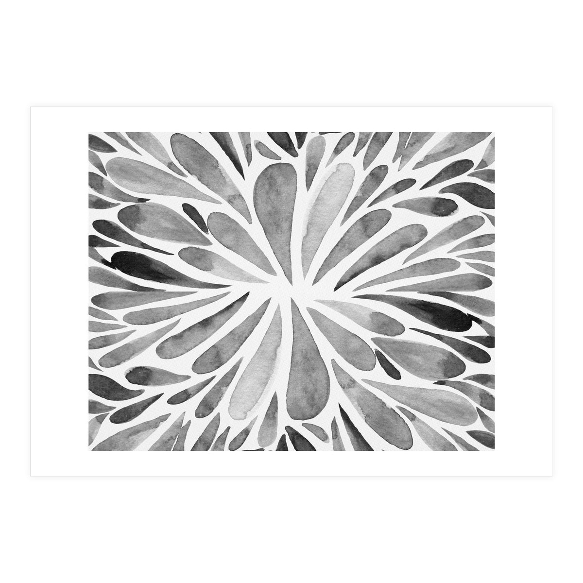 Retro abstract floral - black and white (Print Only)