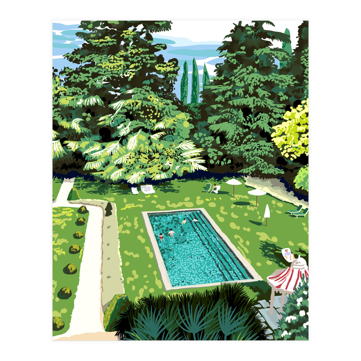 Life's Better Poolside | Vacation Travel Holiday Resort Swim | Architecture Summer Landscape (Print Only)