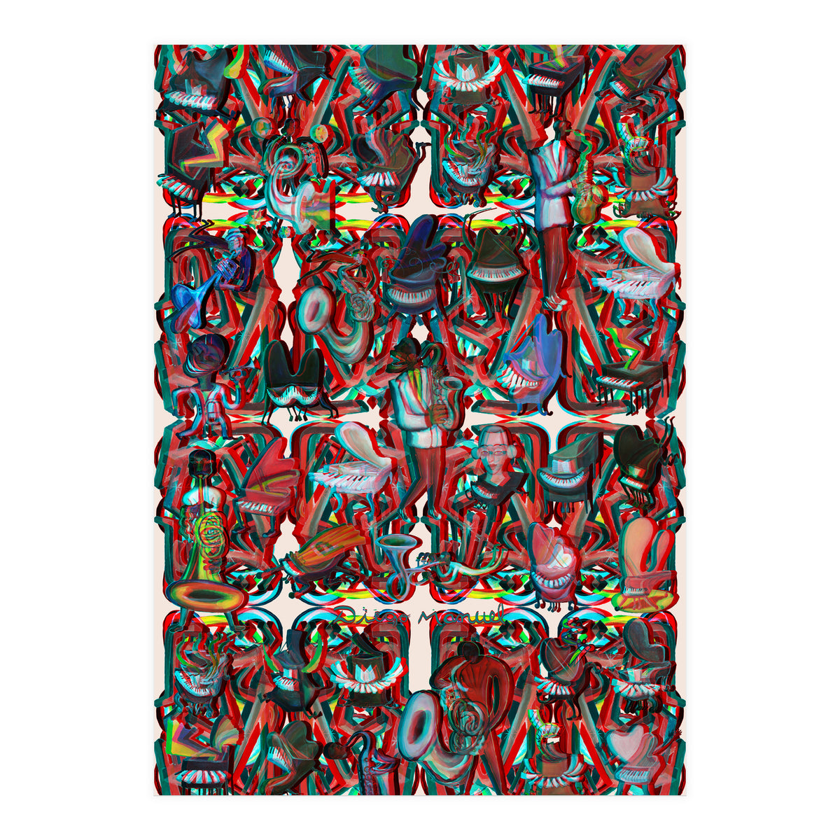 Formas 14 34 3d And Pianos (Print Only)