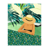 Chill, Modern Bohemian Black Woman Travel Illustration | Terrazzo Tropical Swimming Pool Fashion (Print Only) thumbnail