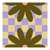 Retro Geometric Simple Flower on Checkerboard (Print Only) thumbnail
