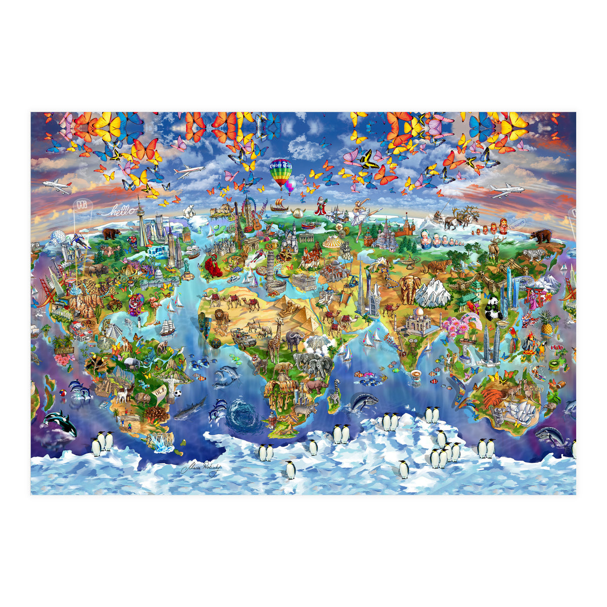 World Wonders Illustrated Map (Print Only)