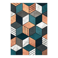 Copper, Marble and Concrete Cubes 2 with Blue (Print Only)