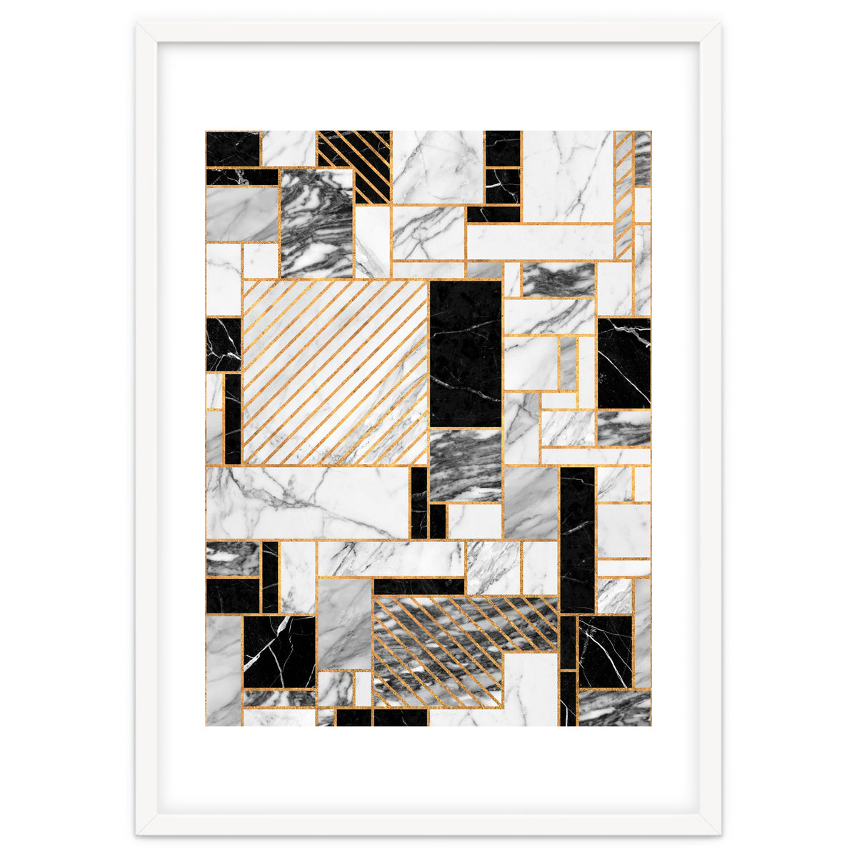 Random Pattern - Black and White Marble