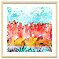 Save The Tropics Series Flamingo Flock Watercolor Painting